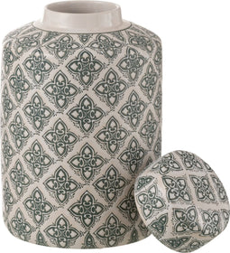 J-Line kan decoratief Kousa - porselein - blauw/wit - large