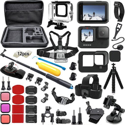 65 In 1 Accessoire Set Geschikt Voor GoPro 11, 10 & 9 - Kit Met Opbergkoffer - Inclusief Mount, Stick & Case