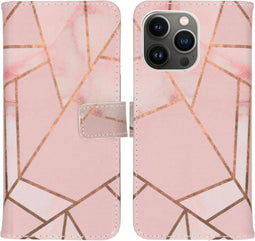 iMoshion Hoesje Geschikt voor iPhone 13 Pro Hoesje Met Pasjeshouder - iMoshion Design Softcase Bookcase - Roze / Pink Graphic
