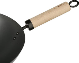 5Five Wok/hapjes/bak pan - Professional - met anti aanbak laag - metaal/hout - D35 x H16 cm - keuken pannen - alle hittebronnen geen inductie