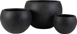 J-Line bloempot Rond Klei - keramiek - zwart - 3 stuks - Ø 55.5 cm