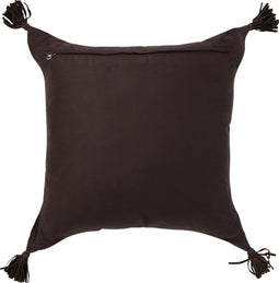 J-Line kussen Kwasten - leder - donkerbruin