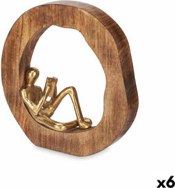 Decoratieve figuren Lezen Gouden Metaal 26 x 25 x 7 cm (6 Stuks)