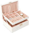 Vimora Sieradendoos - Luxe opbergdoos met 2 lagen - Faux leer - Beige