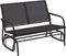 vidaXL Schuifbank tuin 120,5x76x86,5 cm textielfolie en staal zwart