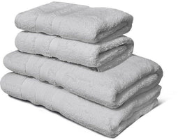 Set van 4 handdoeken - LOVELY HOME - 2 handdoeken 50 x 100 cm + 2 douchehanddoeken 70 x 140 cm - Lichtgrijs