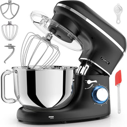 Fentic Keukenmachine - 2000W - 6,2L RVS Mengkom - 6 Snelheden - Zwart