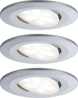 Paulmann Calla - LED inbouwspot - IP65 - rond - 3x6W - Chroom mat - zwenkbaar - 4000K (set van 3)