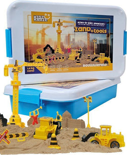 KidzKraze® Bouwwereld - Speelzand 1,6 kg - 6 graafmachines 6 zandvormpjes - Bruin