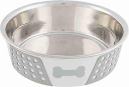 TRIXIE VOERBAK RVS / SILICONE WIT / GRIJS