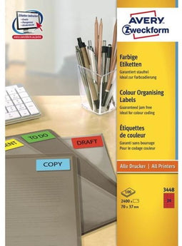 Avery - Gekleurde Etiketten - 70,0 x 37,0 mm - Permanent klevend - Rood