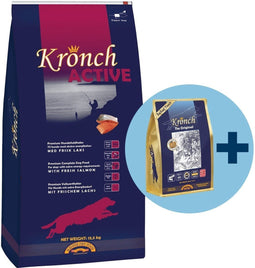 13,5 kg + 600 gr Kronch active adult met gratis kronch 100% zalmsnacks hondenvoer