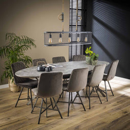 AnLi Style - Eetkamertafel Ovaal - Grijs - Voor 8 Personen - 240x105x76
