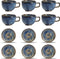 GLAMOMAX'S Choice - Blue Nova Kop en Schotel Set - 28cl - Porselein - 6 Persoons - 12 Delige Cappuccinoset - 6+6 Cappuccinokop&Schotel - Blauw - Vaatwasserbestendig
