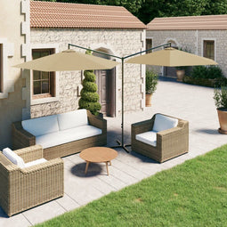 vidaXL - Parasol - dubbel - met - stalen - paal - 600 - cm - taupe
