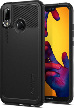 Huawei P20 Lite (2018) Hoesje - Spigen - Marked Armor Serie - TPU Backcover - Zwart - Hoesje Geschikt Voor Huawei P20 Lite (2018)