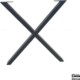 X tafelpoot eettafel metaal 8x4 cm Set - Zwart