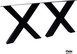 X tafelpoot eettafel metaal 8x8 cm Set - Zwart