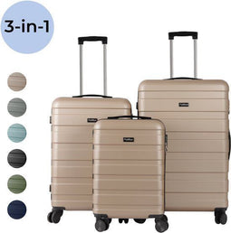 FLY&BYE® Kofferset - 3 Delig - 35L Handbagage + 59L Ruimbagage + 89L Ruimbagage - Cijferslot - Krasbestendig - Breukvast