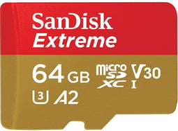 Sandisk MicroSD Extreme - microSDXC 64GB - 190MB/s UHS-I Class 10 A2 - Waterproof Schokbestendig
