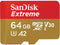 Sandisk MicroSD Extreme - microSDXC 64GB - 190MB/s UHS-I Class 10 A2 - Waterproof Schokbestendig