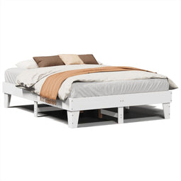 vidaXL - Bedframe - zonder - matras - massief - grenenhout - wit - 140x190 - cm
