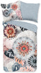 HIP Flanellen Dekbedovertrek - 200x200 cm - Bloemen en Bladeren Print - Grijs/Roze (2 stuks)