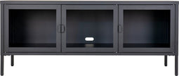 House Nordic Brisbane TV Meubel - Zwart Staal - 3 Glazen Deurtjes - 130x55x40 cm