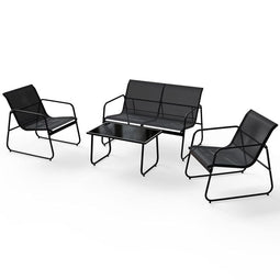 Jusky Set Tuinterrasmeubelen – Bank, 2 Fauteuils, Tafel