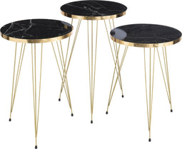 J-Line bijzettafel - kunststof/metaal - zwart/goud - set van 3