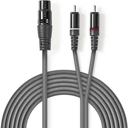Nedis COTH15220GY15 - XLR-naar-RCA audiokabel - 150 cm - Grijs