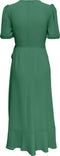 ONLY ONLMETTE SS WRAP MIDI DRESS WVN - Overslag jurk met strikdetail en pofmouwen - Maat XL