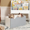 SoBuy KMB17-HG - Kinderboekenkast - 3 Opbergvakken Uitneembare Speelgoedkist - Wit/Grijs 63x70x30 cm