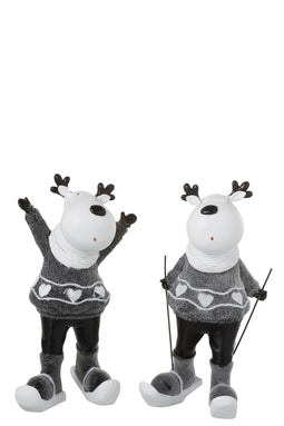 J-Line Rendier Ski Poly Zwart/Wit Assortiment Van 2