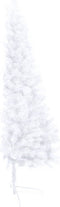 vidaXL - Kunstkerstboom - met - verlichting - en - kerstballen - half - 210 - cm - wit