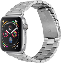 iMoshion Stalen watch bandje geschikt geschikt voor Apple Watch Series 1 / 2 / 3 / 4 / 5 / 6 / 7 / 8 / 9 / SE / Ultra (2) - 42 / 44 / 45 / 49 mm - Zilver