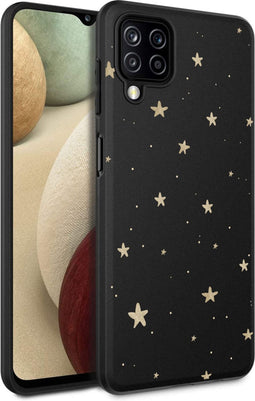 iMoshion Hoesje Geschikt voor Samsung Galaxy A12 Hoesje Siliconen - iMoshion Design hoesje - Zwart / Meerkleurig / Goud / Stars Gold