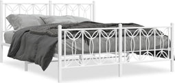 vidaXL - Bedframe - met - hoofd- - en - voeteneinde - metaal - wit - 160x200 - cm
