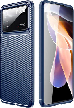 iMoshion Hoesje Geschikt voor Xiaomi Poco X4 Pro 5G Hoesje Siliconen - iMoshion Carbon Softcase Backcover - Blauw