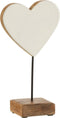 J-Line decoratie Hart Op Voet - mangohout - wit - small