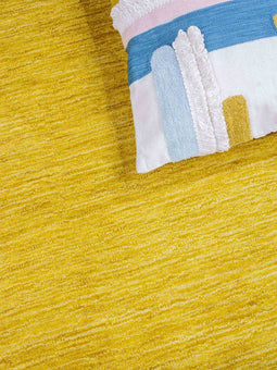 Vloerkleed MOMO Rugs Panorama Uni Rond Gold Vloerkleed - 250 rond - Rond - Laagpolig,Rond Tapijt - Modern - Geel