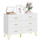 Woltu Ladekast met 6 Lades Wit met Gouden Metalen Poten 100 x 40 x 75 cm