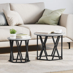 vidaXL - Nesting - Bijzettafels - 2 - stuks - Grijs - Sonoma - Hout