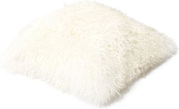 Luxe Mongools Lammerenbont Kussensloop - Echt Suède met Leren Achterkant, 40x40 cm