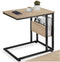 tectake® Wigan - C-Vormige Bijzettafel - Stevig MDF met Zwart Stalen Frame - Licht Sonoma Eiken - 55x36,5x60 cm