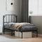 vidaXL - Bedframe - met - hoofdbord - metaal - zwart - 75x190 - cm