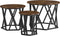 vidaXL - Nesting - Tafelsets - 3 - st - Gerookte - Eik - Gelaagd - Hout