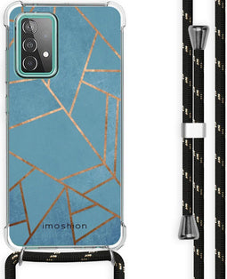 iMoshion Hoesje Geschikt voor Samsung Galaxy A52 (4G) / A52s / A52 (5G) Hoesje Met Koord - iMoshion Design Hoesje met Koord - Blauw / Meerkleurig / Goud / Blue Graphic