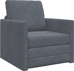 vidaXL - Vloersofa - Enkel - Convertible - Fluweel - 74x77x81 - cm - Donkergrijs