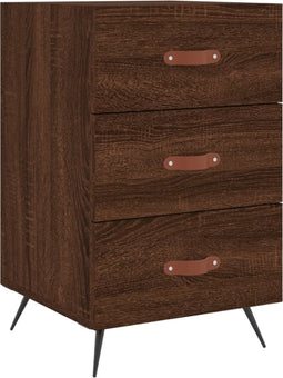 vidaXL - Nachtkastje - 40x40x66 - cm - bewerkt - hout - bruin - eikenkleur
